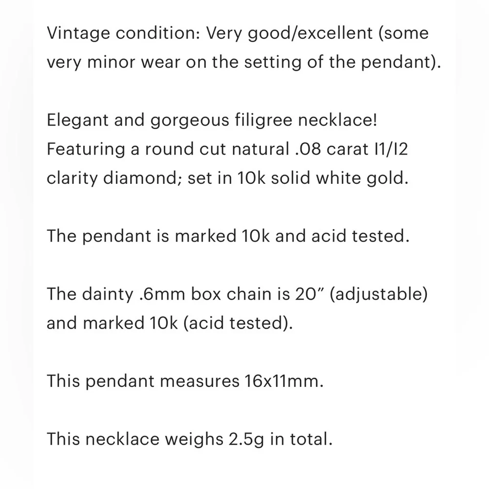 10k double loop filigree open circle .08 diamond solid white gold necklace - Picture 11 of 11